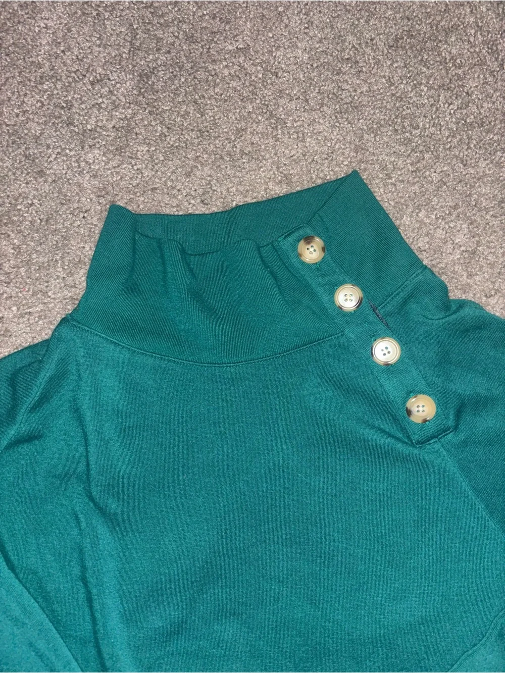 J. Crew Women’s Emerald Green Mock Neck Sweatshirt with Button Placket